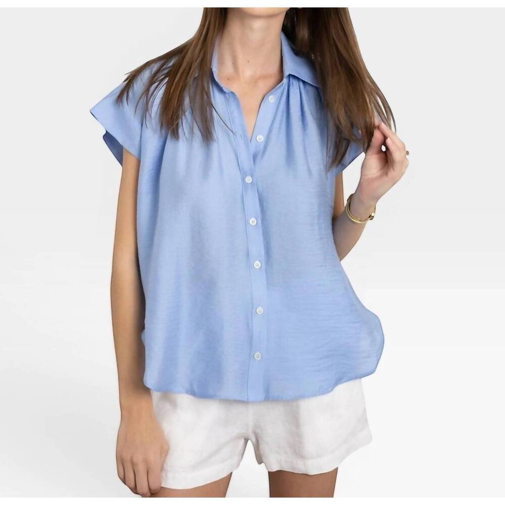 NEW SECULAR trinity button top in blue